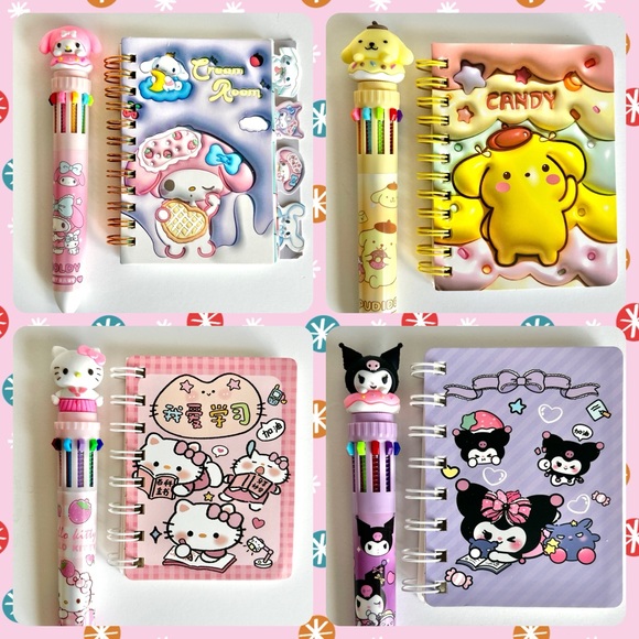 💜Kuromi 10-color topper pen with small spiral notebook - Picture 2 of 2